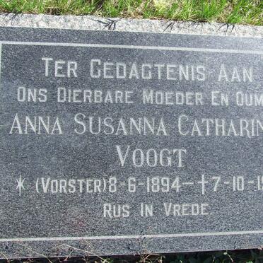 VOOGT Anna Susanna Catharina nee VORSTER 1894-1970