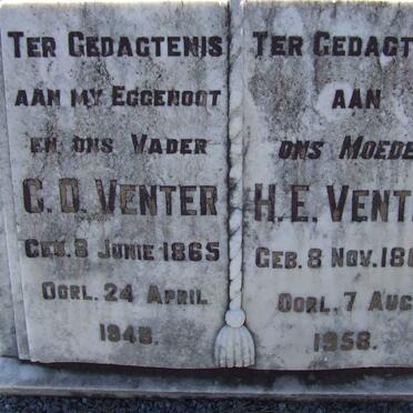 VENTER C.D. 1865-1948 &amp; H.E. 1868-1968
