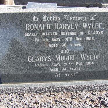 WYLDE Ronald Harvey -1966 &amp; Gladys Muriel -1984