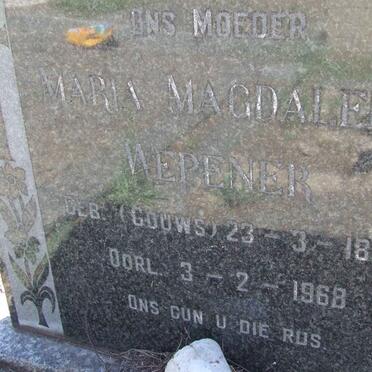 WEPENER Maria Magdalena nee GOUWS 1887-1968