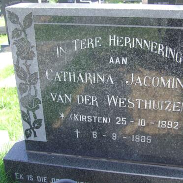 WESTHUIZEN Catharina Jacomina, van der nee KIRSTEN 1892-1985