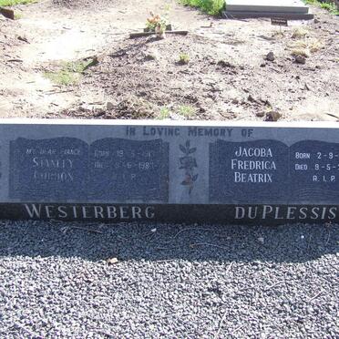 WESTERBERG Stanley Gordon 1913-1983 :: DU PLESSIS Jacoba Fredrica Beatrix 1931- 2003