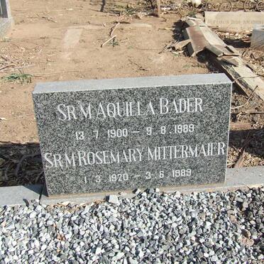 BADER Aquilla 1900-1989 :: MITTERMAIER Rosemary 1920-1989