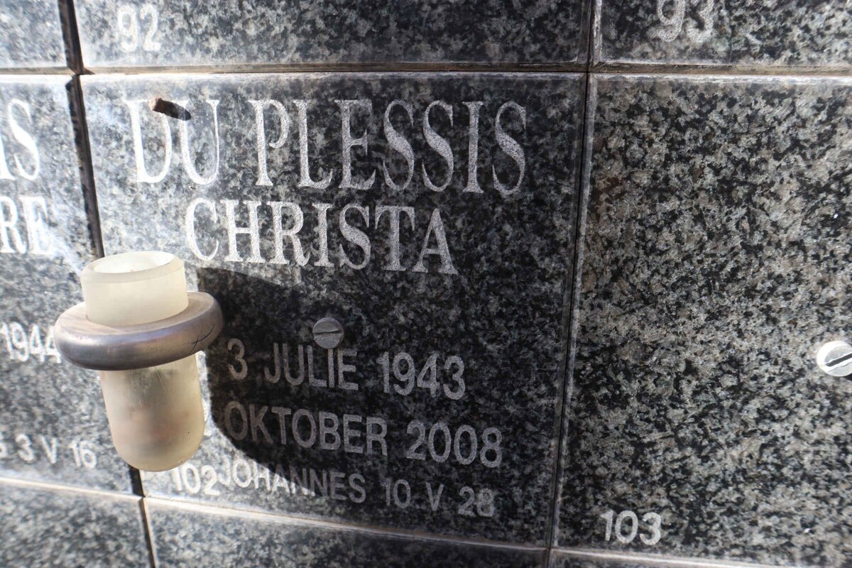 PLESSIS Christa, du 1943-2008