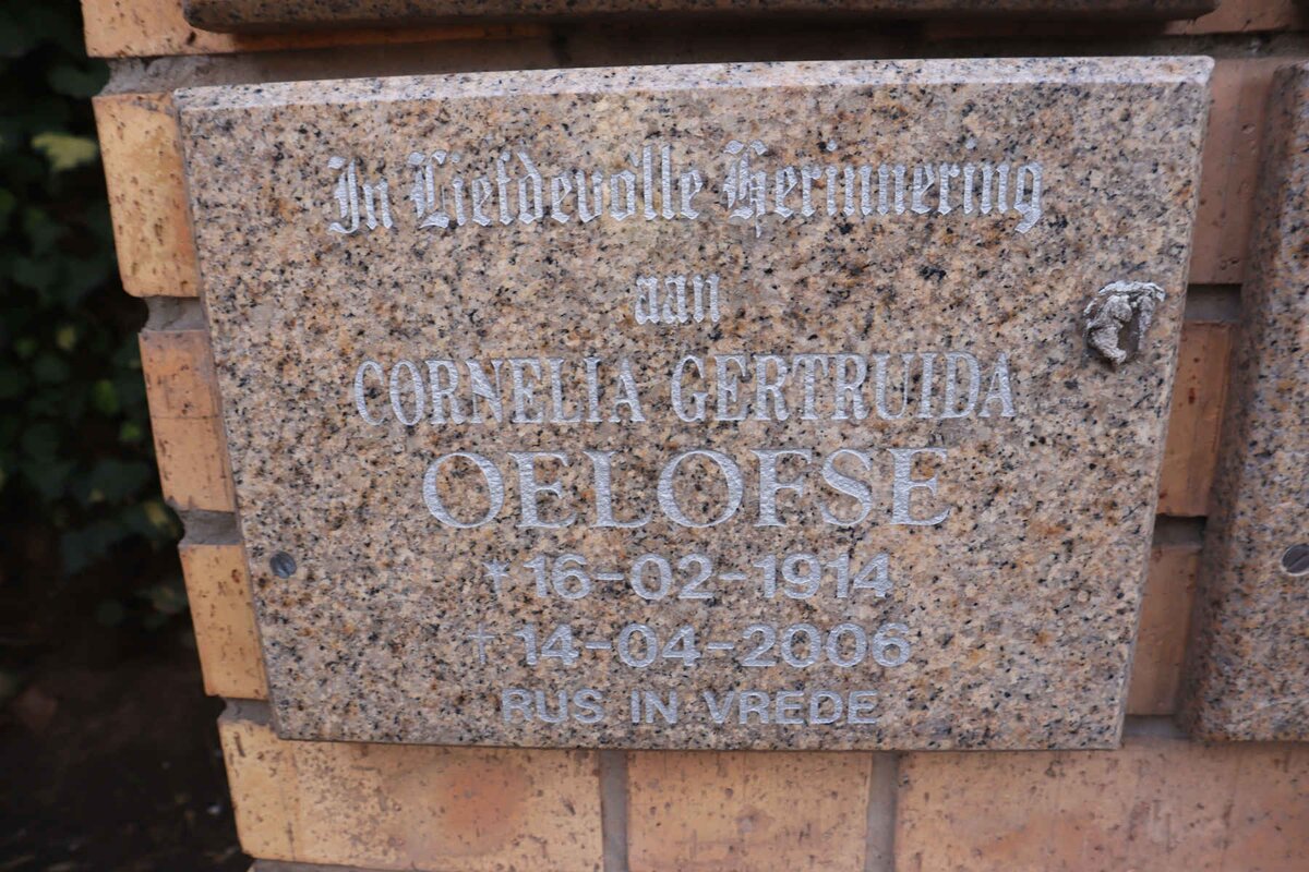 OELOFSE Cornelia Gertruida 1914-2006