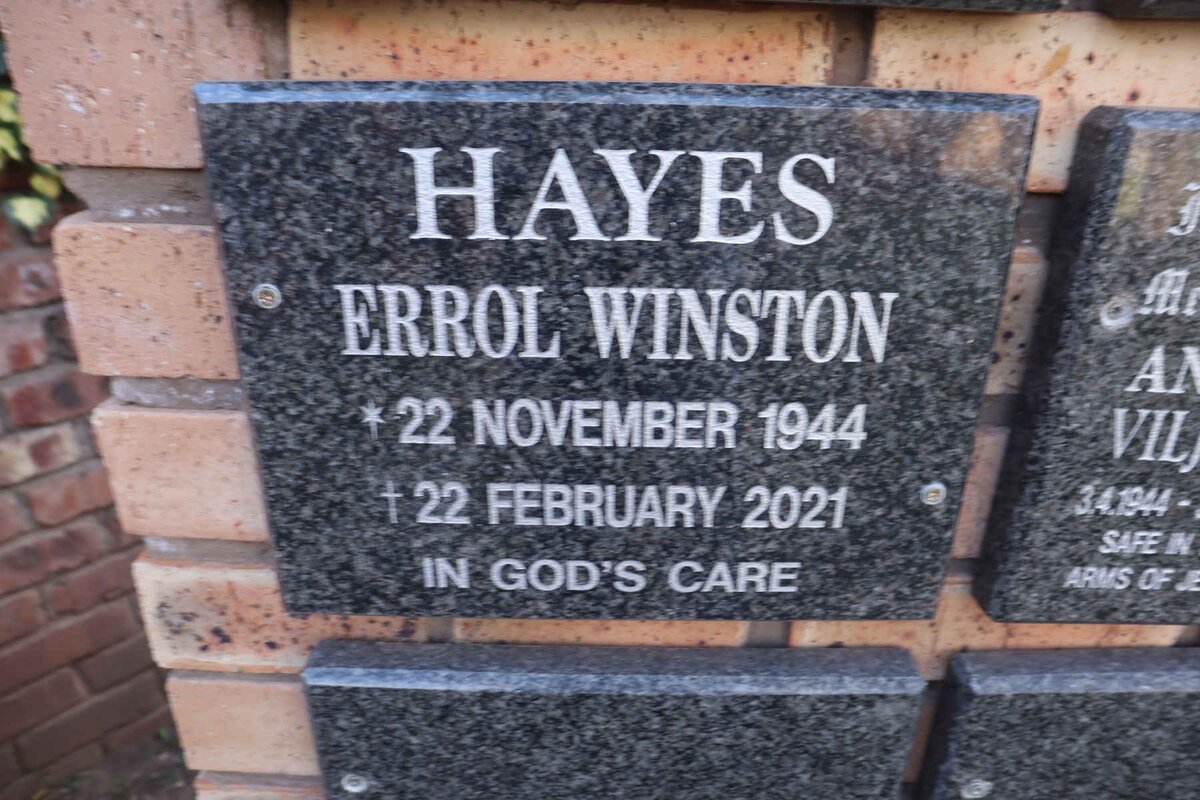 HAYES Errol Winston 1944-2021