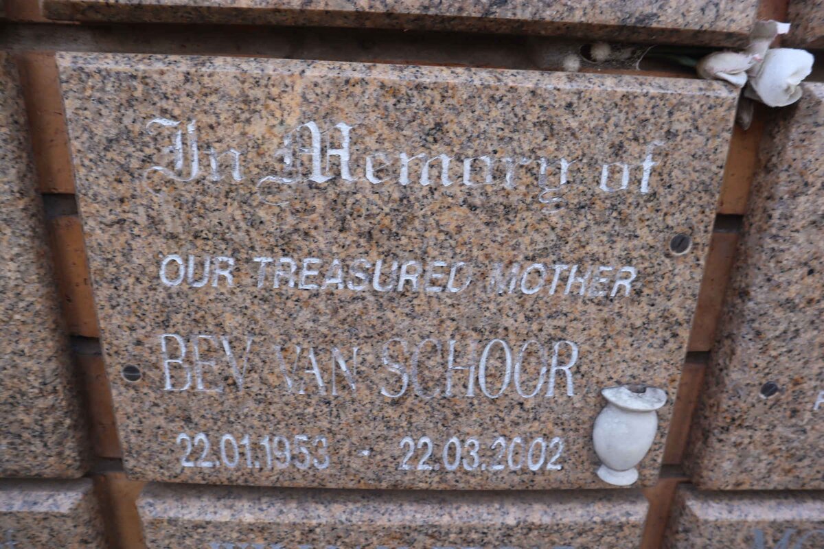 SCHOOR Bev, van 1953-2002