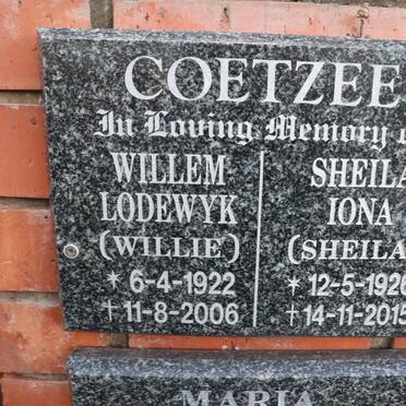 COETZEE Willem Lodewyk 1922-2006 & Sheila Iona 1926-2015