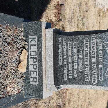 KLOPPER Elizabeth Magdalena Margarieta nee MÜLLER 1875-1949