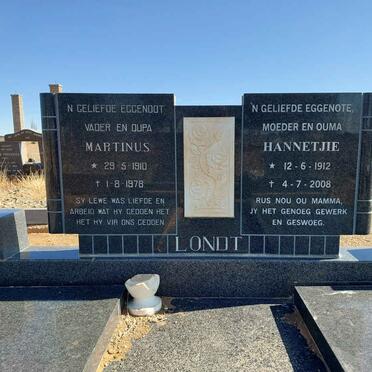 LONDT Martinus 1910-1978 &amp; Hannetjie 1912-2008