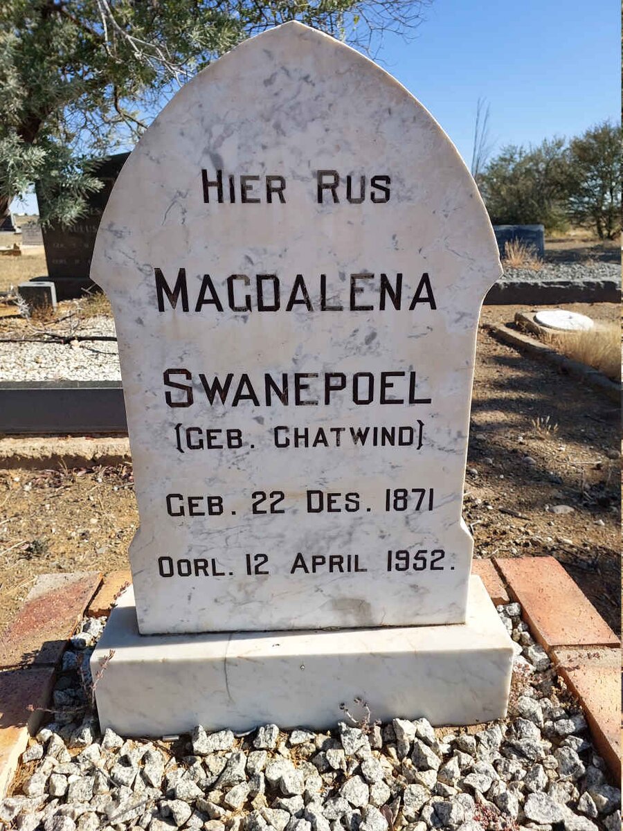 SWANEPOEL Magdalena nee CHATWIND 1871-1952