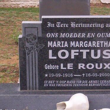 LOFTUS Maria Margaretha nee LE ROUX 1916-2000
