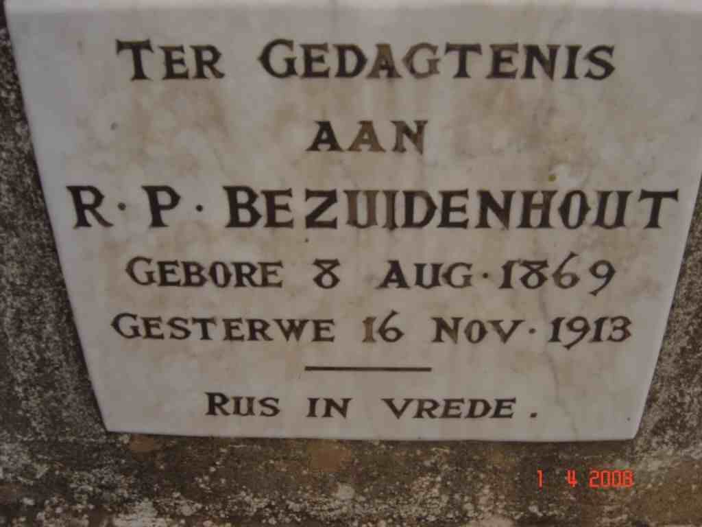 BEZUIDENHOUT R.P. 1869-1913