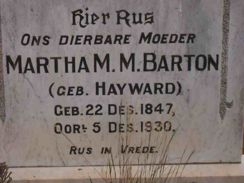 BARTON Martha M.M. nee HAYWARD 1847-1930