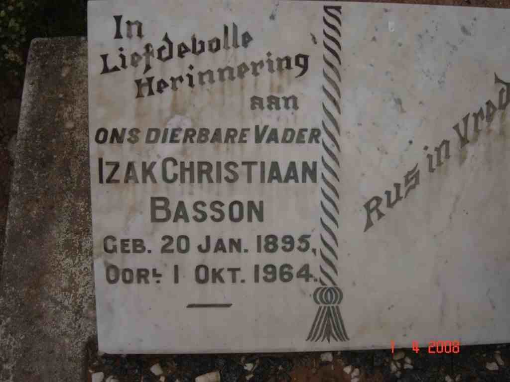 BASSON Izak Christiaan 1895-1964