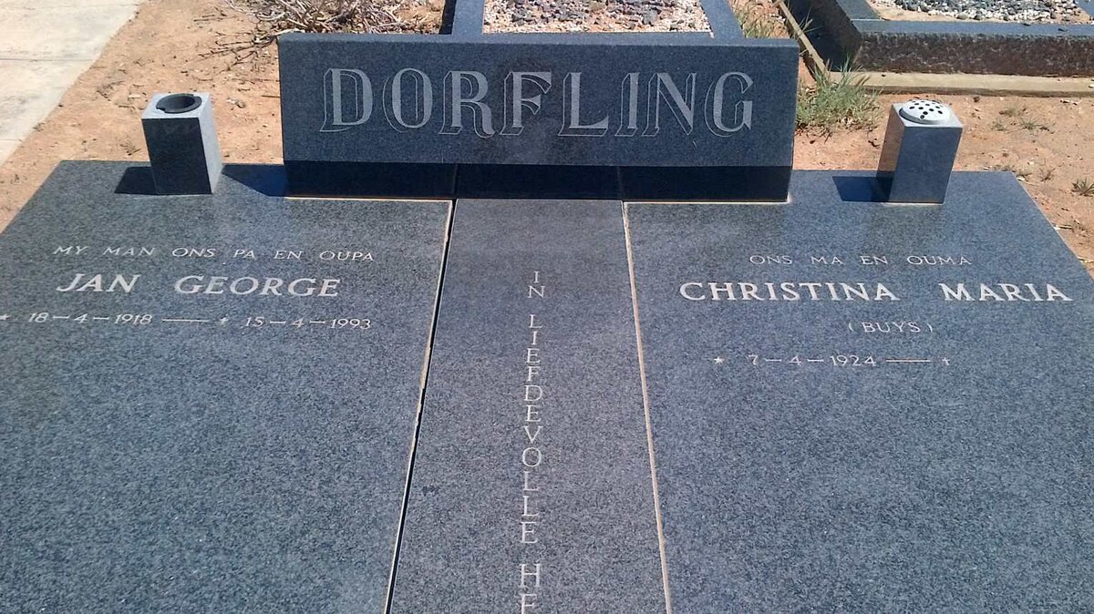 DORFLING Jan George 1918-1993 &amp; Christina Maria BUYS 1924-