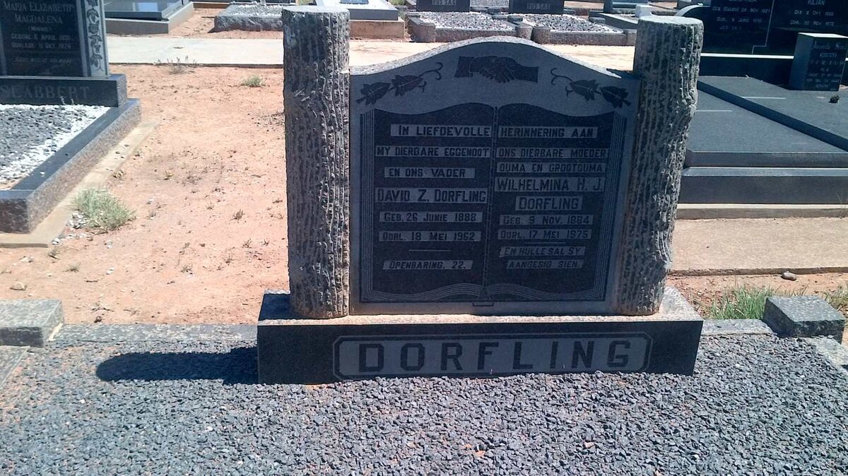DORFLING David Z. 1888-1962 &amp; Wilhelmina H.J. 1884-1975