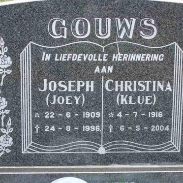 GOUWS Joseph 1909-1996 &amp; Christina KLUE 1916-2004