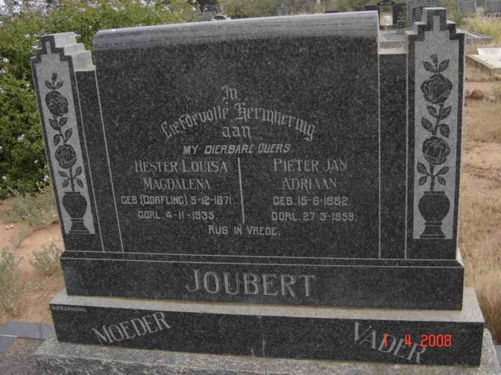 JOUBERT Pieter Jan Adriaan 1882-1959 &amp; Hester Louisa Magdalena DORFLING 1871-1935