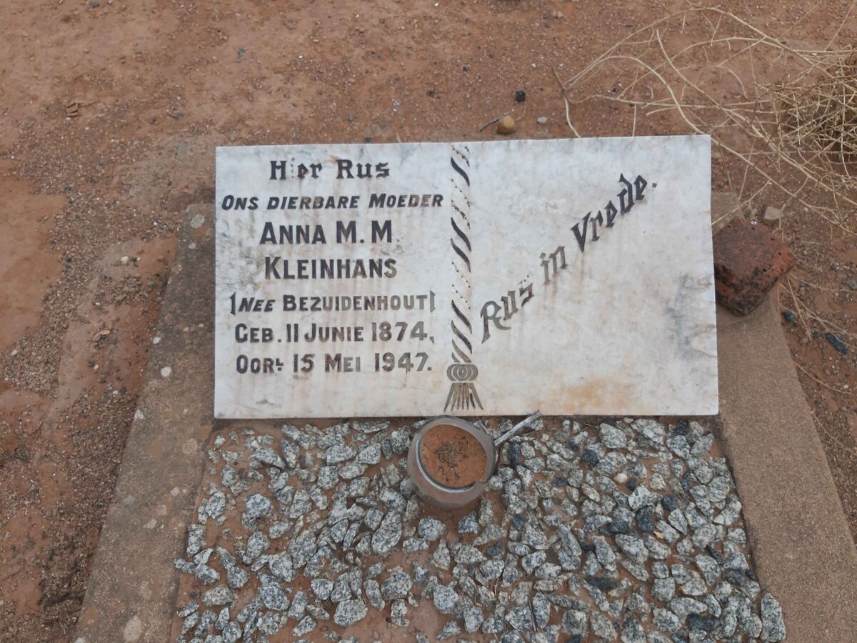 KLEINHANS Anna M.J. nee BEZUIDENHOUT 1874-1947