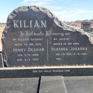 KILIAN Henry Graham 1922-1983 &amp; Susanna Johanna DE WET 1920-