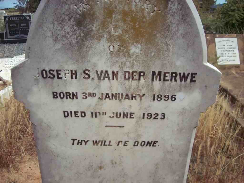 MERWE Joseph S., van der 1896-1923