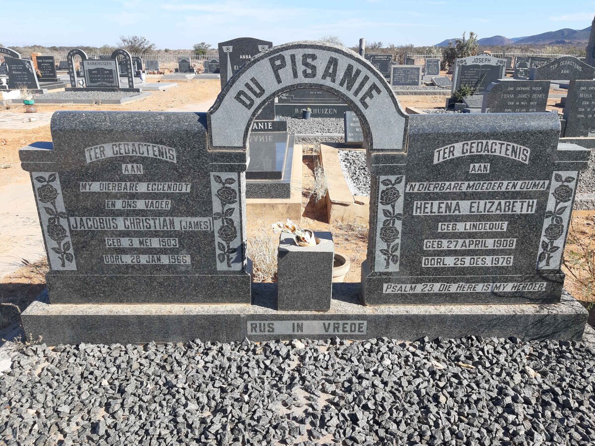 PISANIE Jacobus Christian, du 1903-1966 &amp; Helena Elizabeth LINDEQUE 1908-1976