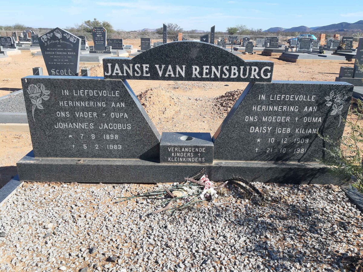 RENSBURG Johannes Jacobus, Janse van 1898-1983 &amp; Daisy KILIAN 1909-1981