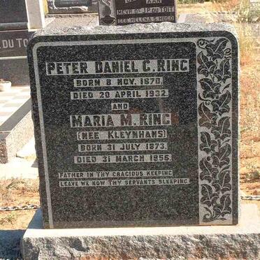 RING Peter Daniel G. 1870-1935 &amp; Maria M. KLEYNHANS 1873-1956
