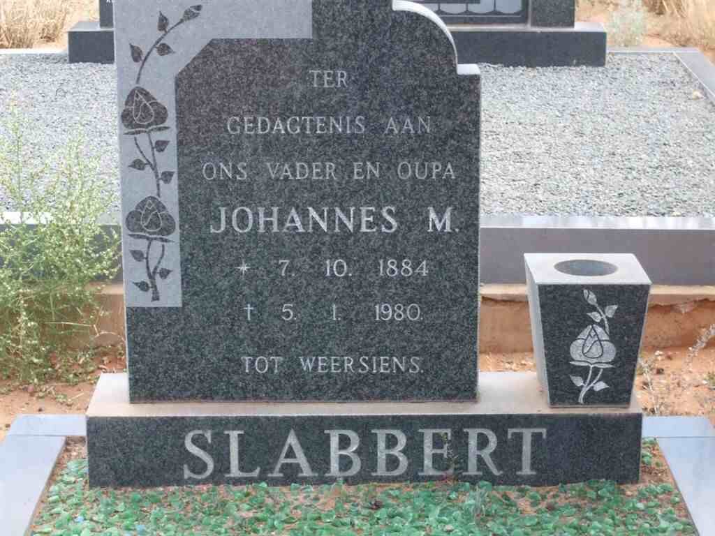 SLABBERT Johannes M. 1884-1980