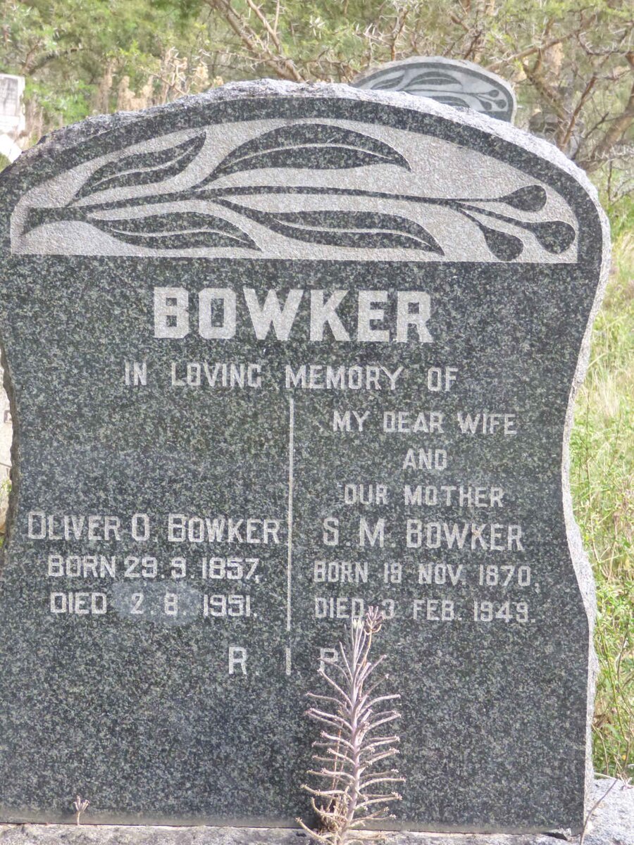 BOWKER Oliver O. 1857-1951 & S.M. 1870-1949