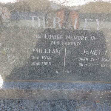 DERSLEY Robert William 1876-1958 &amp; Janet Louise 1882-1957