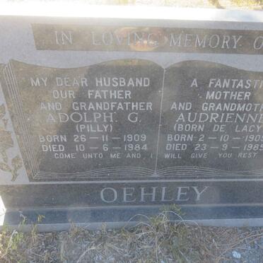 OEHLEY Adolph G. 1909-1984 &amp; Audrienne DE LACY 1909-1985