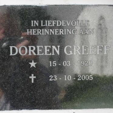 GREEFF Doreen 1929-2005
