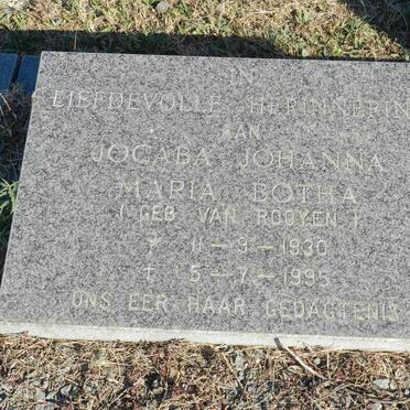 BOTHA Jocaba Johanna Maria nee VAN ROOYEN 1930-1995