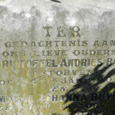 BUYS Christoffel Andries -190? &amp; Maria Johanna -190?