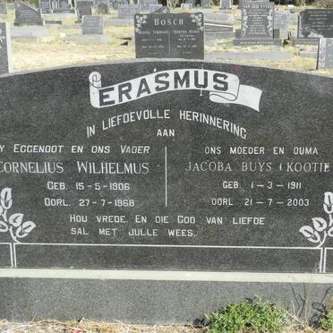 ERASMUS Cornelius Wilhelmus 1906-1968 &amp; Jacoba Buys 1911-2003