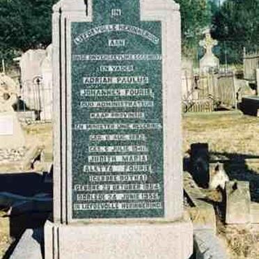 FOURIE Adrian Paulus Johannes 1882-1941 &amp; Judith Maria Aletta BOTHA 1884-1956
