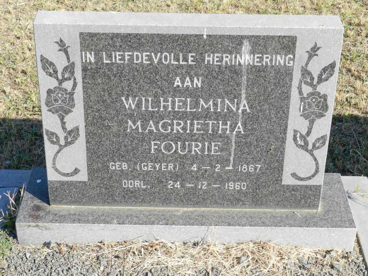 FOURIE Wilhelmina Magrietha nee GEYER 1867-1960