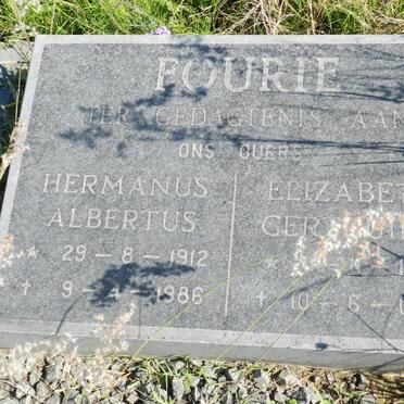 FOURIE Hermanus Albertus 1912-1986 &amp; Elizabeth Gertruida 1918-1987