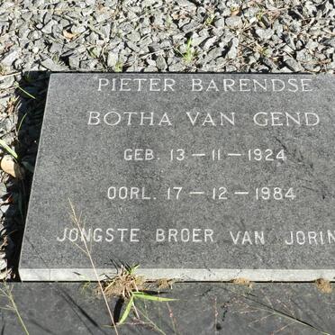 GEND Pieter Barendse Botha, van 1924-1984