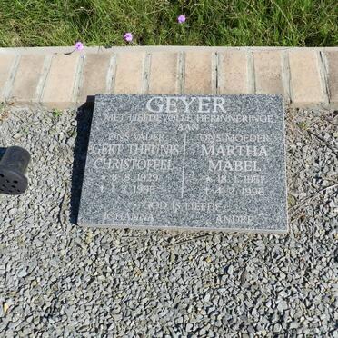 GEYER Gert Theunis Christoffel 1929-1995 &amp; Martha Mabel 1951-1996