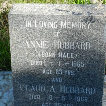 HUBBARD Claude A. -1969 &amp; Annie HALL -1965