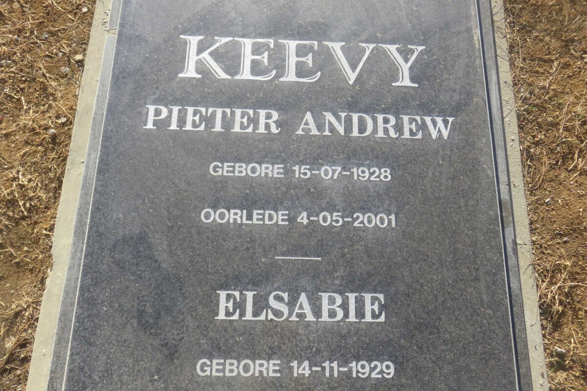 KEEVY Pieter Andrew 1928-2001 &amp; Elsabie 1929-2015
