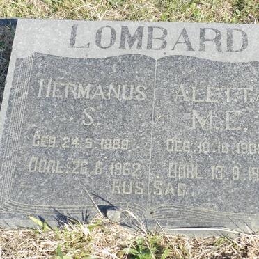 LOMBARD Hermanus S. 1889-1962 &amp; Aletta M.E. 1903-1962