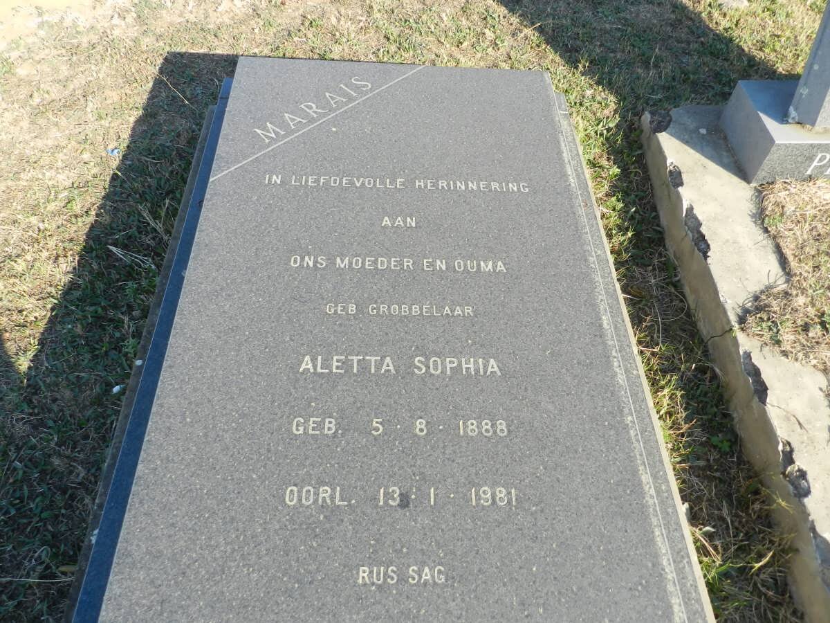 MARAIS Aletta Sophia nee GROBBELAAR 1888-1981