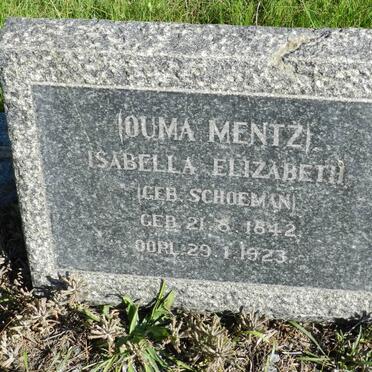 MENTZ Isabella Elizabeth nee SCHOEMAN 1842-1923