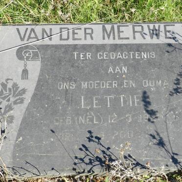 MERWE Lettie, van der nee NEL 1925-2002