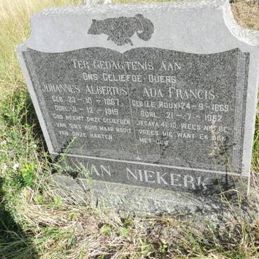 NIEKERK Johannes Albertus, van 1867-1919 &amp; Ada Francis LE ROUX 1869-1962