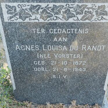 RANDT Agnes Louisa, du nee VORSTER 1872-1943